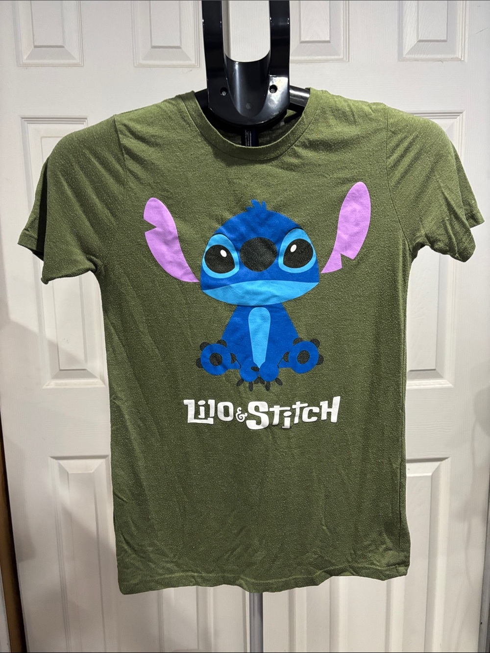 Disney Olive Green Tee with Stitch Graphic